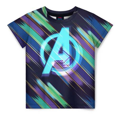 Детская футболка ВсеМайки 3D Avengers logo with stripes, р. 98 в Дети