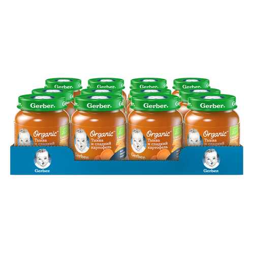 Овощное пюре Gerber Organic Тыква и сладкий картофель, 12 шт. по 125 г в Дети