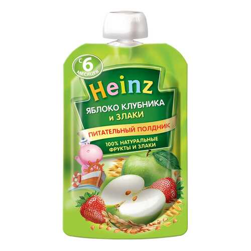 Пюре фруктовое Heinz Яблоко, клубника и злаки с 6 мес. 90 г в Дети