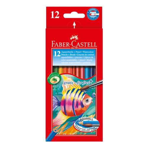 Акварельные карандаши Faber-Castell COLOUR PENCILS с кисточкой, 12 шт в Дети